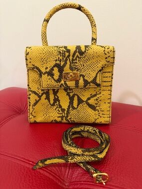 Vintage Mondi Accessories Yellow Snakeskin Kelly Bag